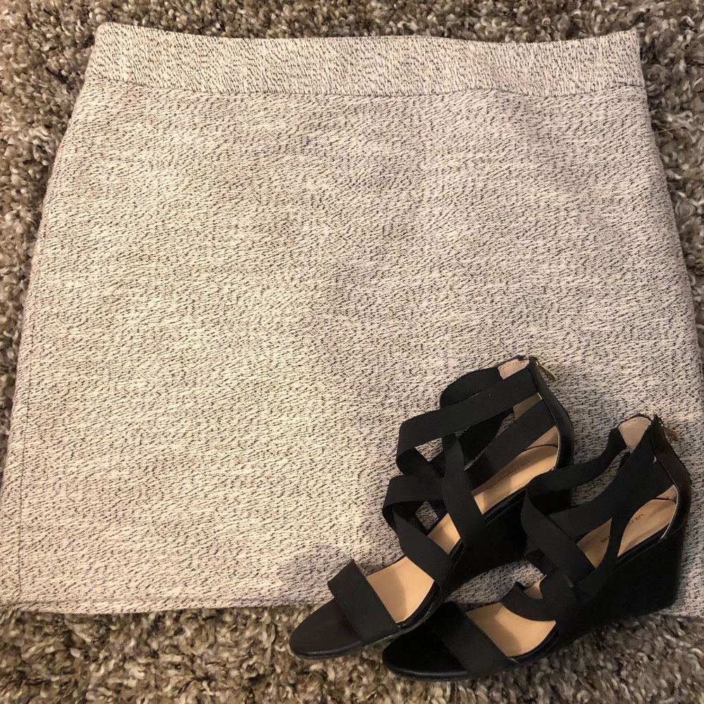 Ann Taylor Loft Black and White Tweed Skirt